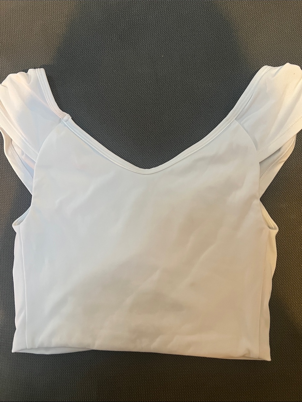 Altar'd State White Ruched V-Neck Crop Top with Gathered Sleeves - Picture 3 of 4
